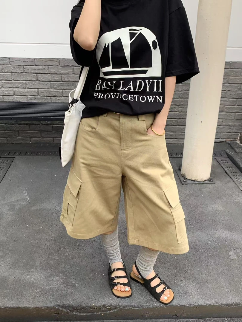 YY（8699#库）日系少年感百搭工装裤 （S码：裤长64 腰围69）