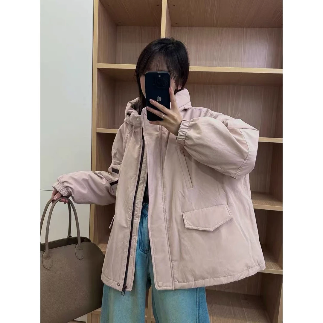 2025春季新款休闲连帽宽松短外套时尚百搭韩版潮流情侣拼接上衣