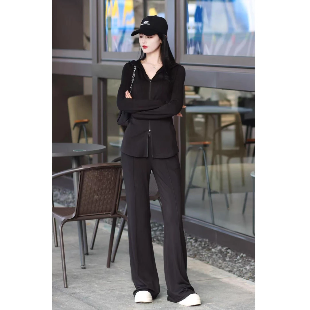 Girdear/哥弟新款时尚气质休闲长袖显瘦休闲裤套装140054+110024