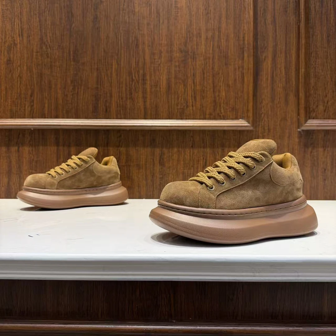 男鞋2025新款冬季真皮系带面包鞋百搭潮厚底增高鞋低帮运动休闲鞋