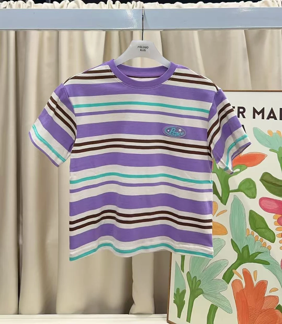 3970/外D3-1/儿童圆领条纹短袖T恤/微瑕/剪标