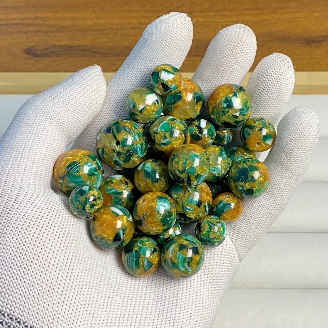 【二代优选】金瓷绿妖孽圆珠散珠DIY配饰配件