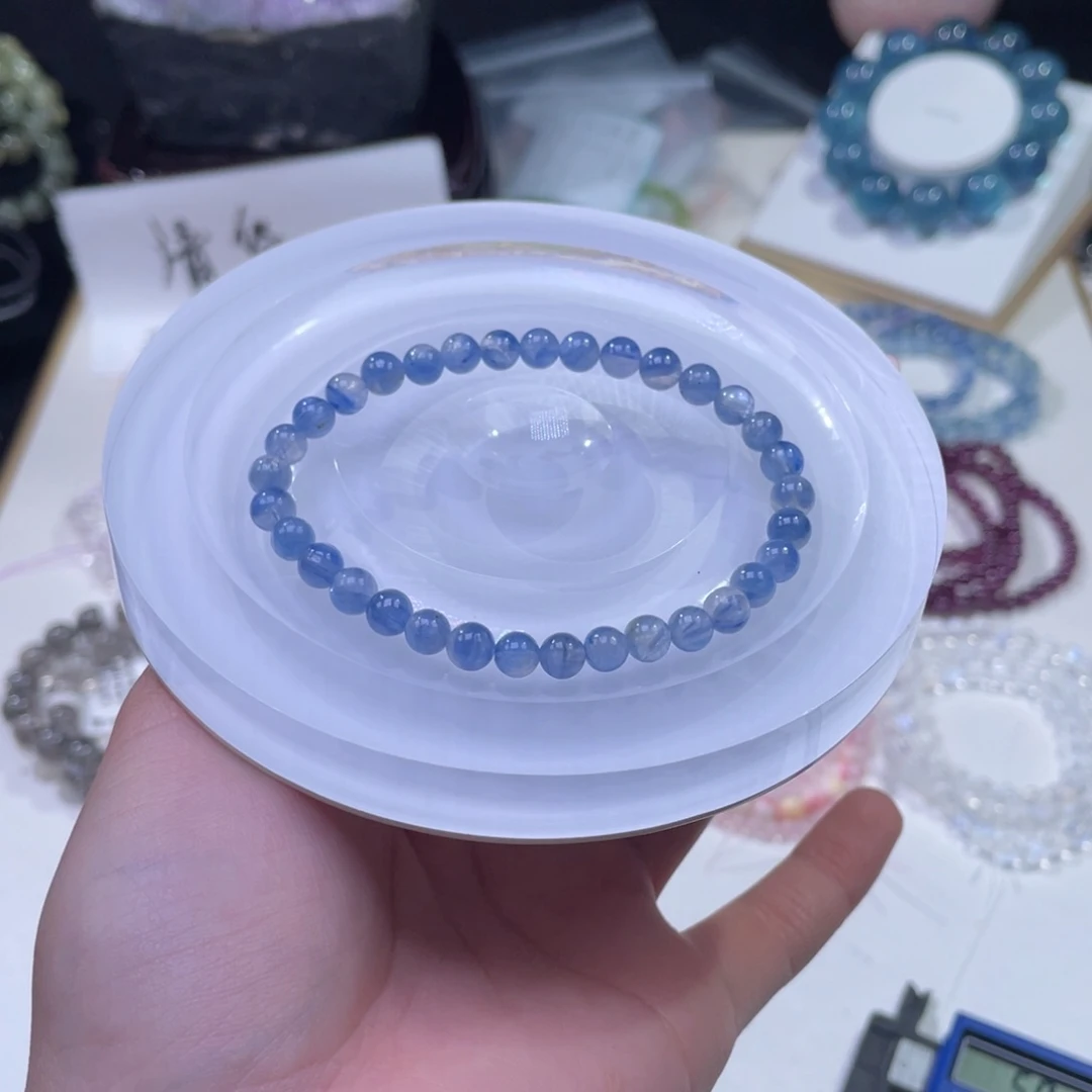 未镶嵌手链水晶玉化飘花蓝晶石5+    48