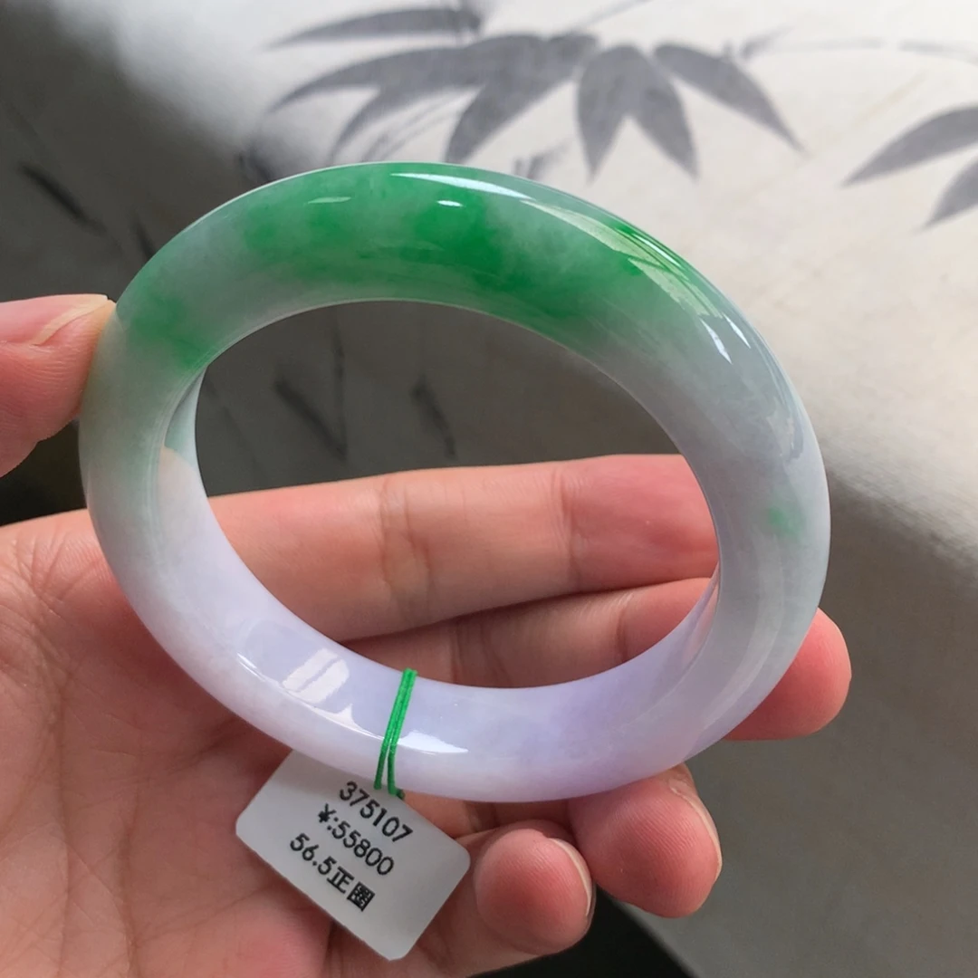 翡翠未镶嵌手镯【一手】细糯种春彩