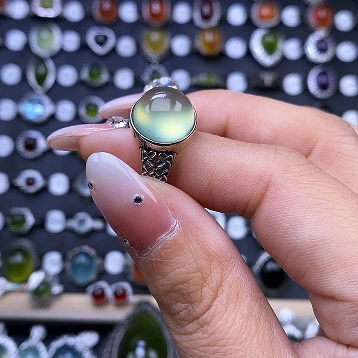 岫玉戒指银S925镶嵌赵****版