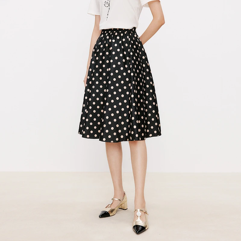 【欧若智性风】珂莱蒂尔时尚百搭波点印花A字半身裙KW03519W0