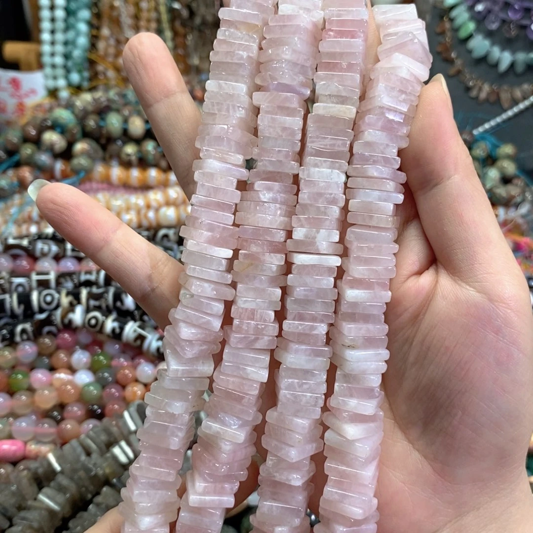 未镶嵌玛瑙/玉髓珠宝半成品粉晶隔片短款卡12*12mm