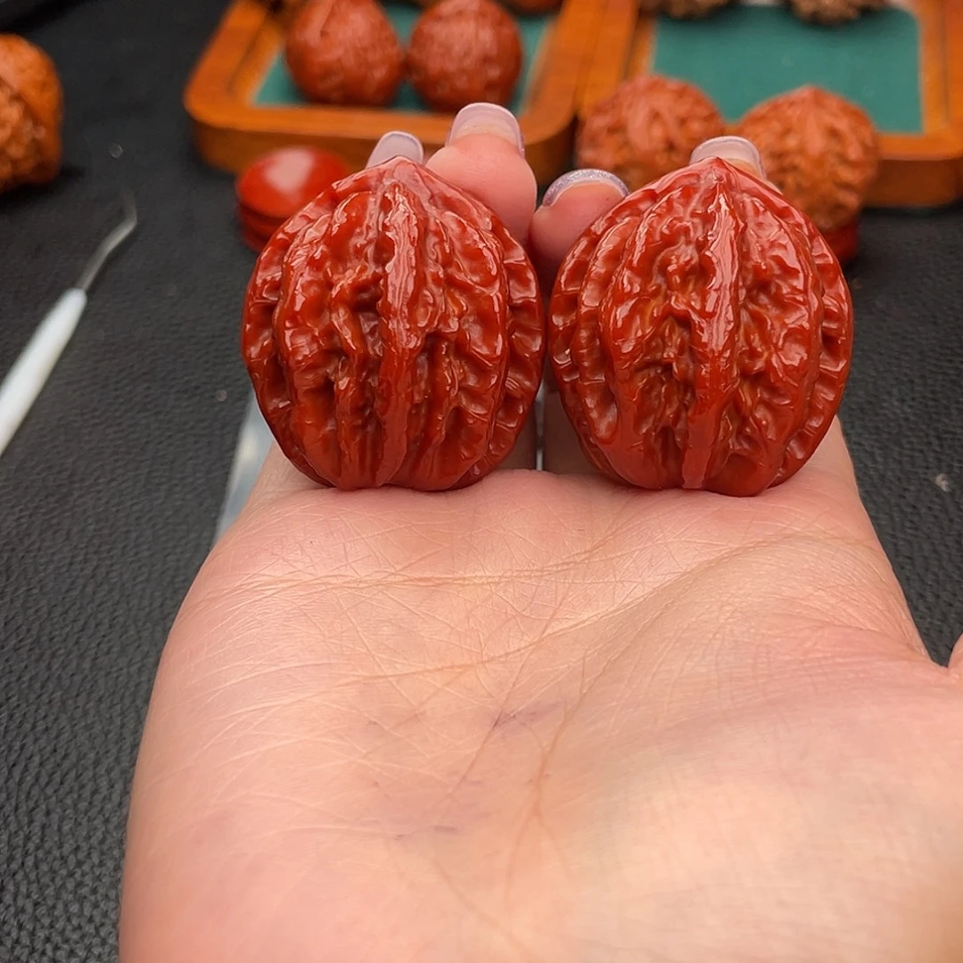文玩核桃把件火焰八棱