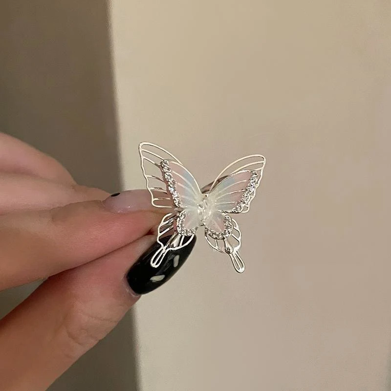 合金戒指 合金戒指「雨中碧蝶」蝴蝶戒指精致