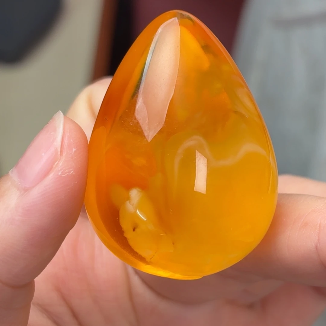 蜜蜡未镶嵌吊坠(不含链)橘红溶洞水滴