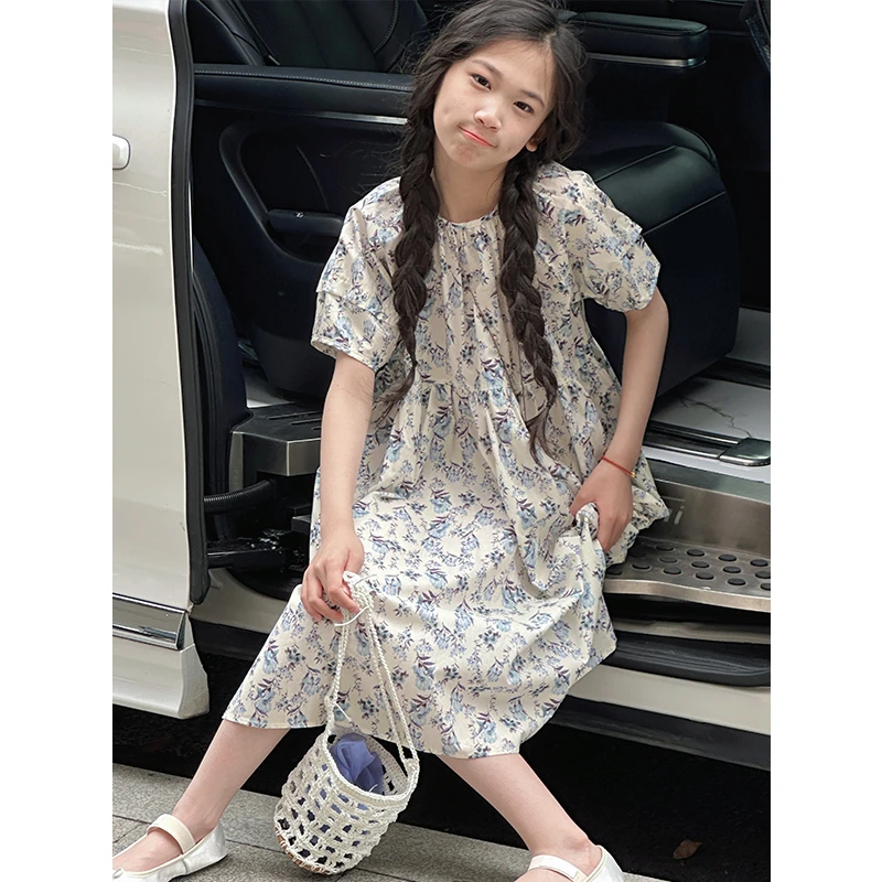 K28790法式浪漫女童碎花连衣裙2025新款夏装高级感休闲儿童裙子潮