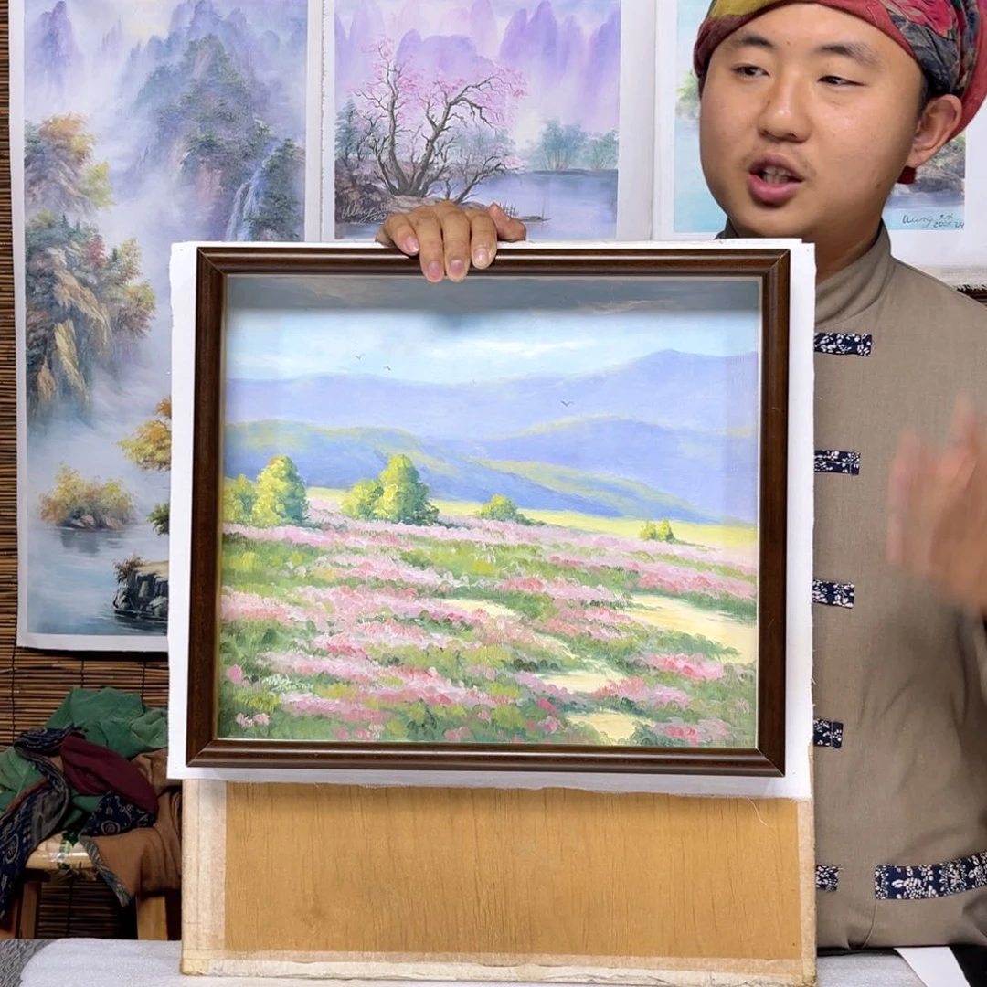 油画行路人小院绘画作品竞拍