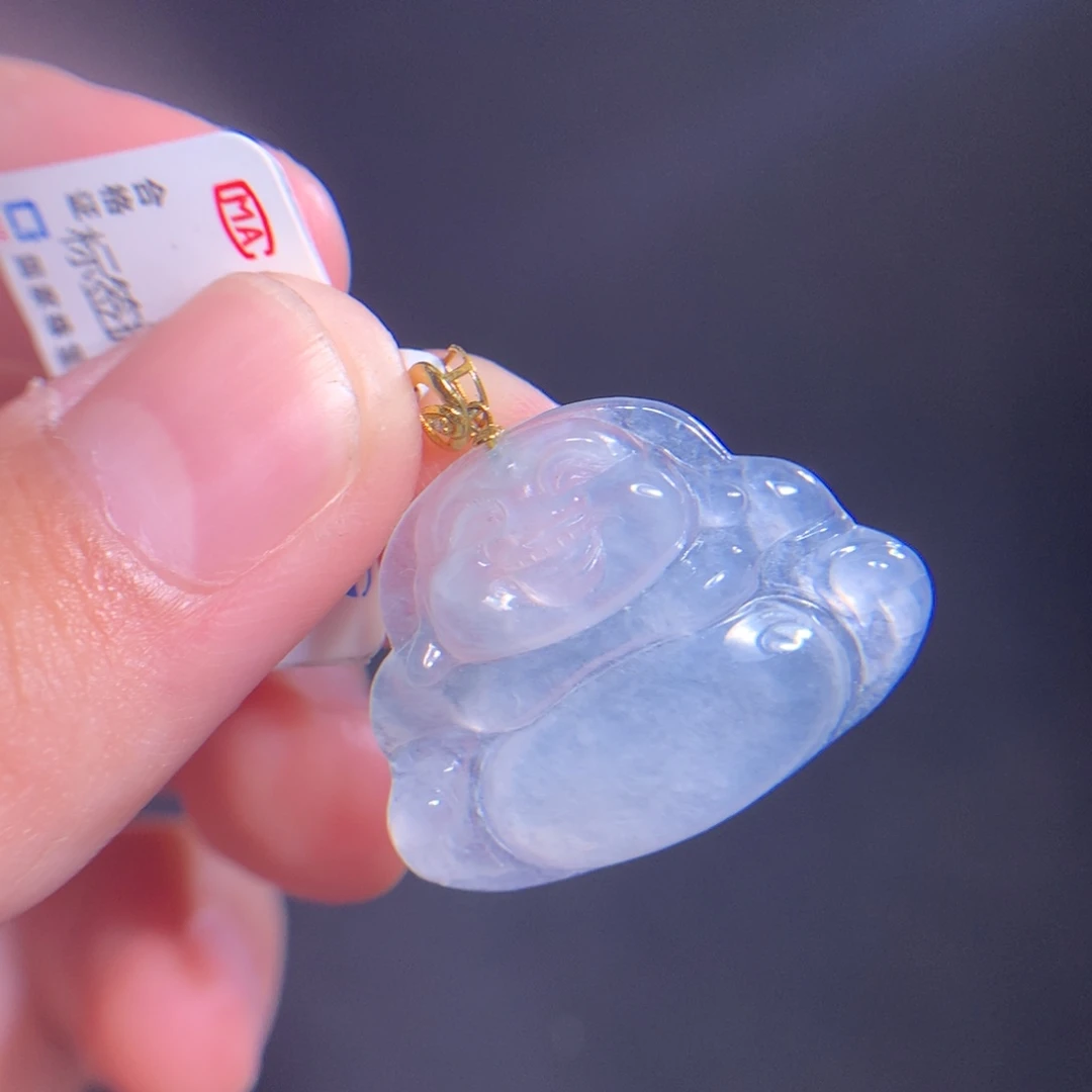 翡翠18K金镶嵌项圈天然A货翡翠