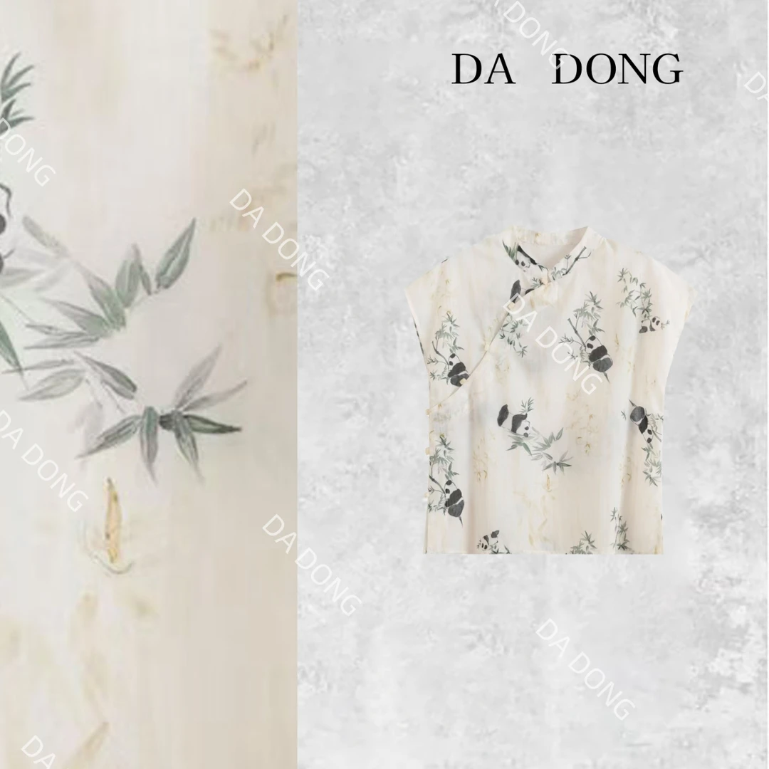 小熊猫--中式国风气质时尚洋气碎花夏季复古无袖显瘦休闲上衣