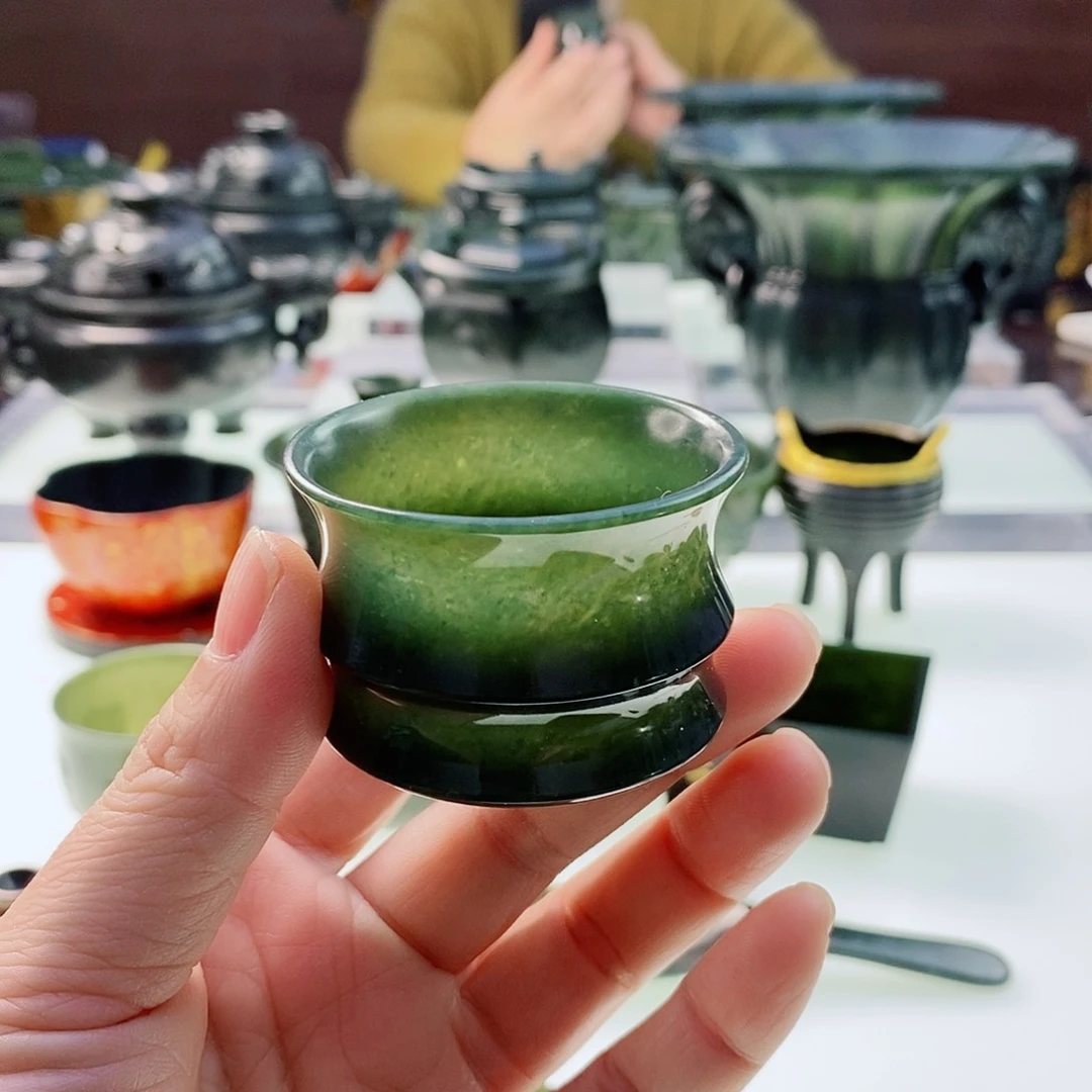 和田玉（青玉）摆件未镶嵌下***