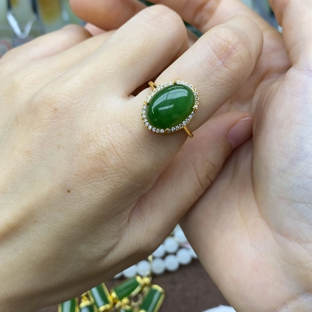 和田玉戒指银S925镶嵌