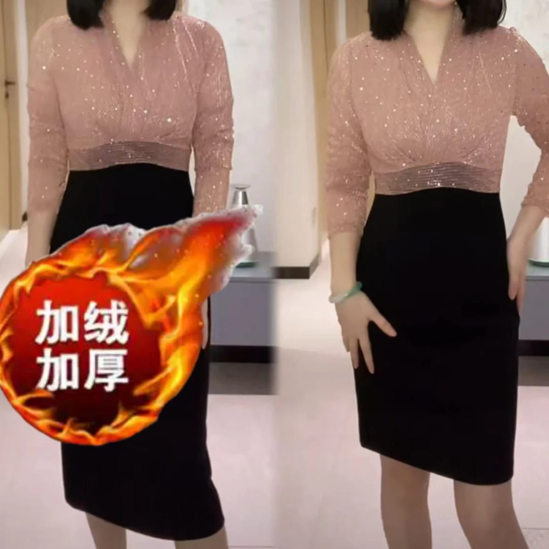【加绒】轻奢高级感气质显瘦女人味高级感连衣裙YF2531