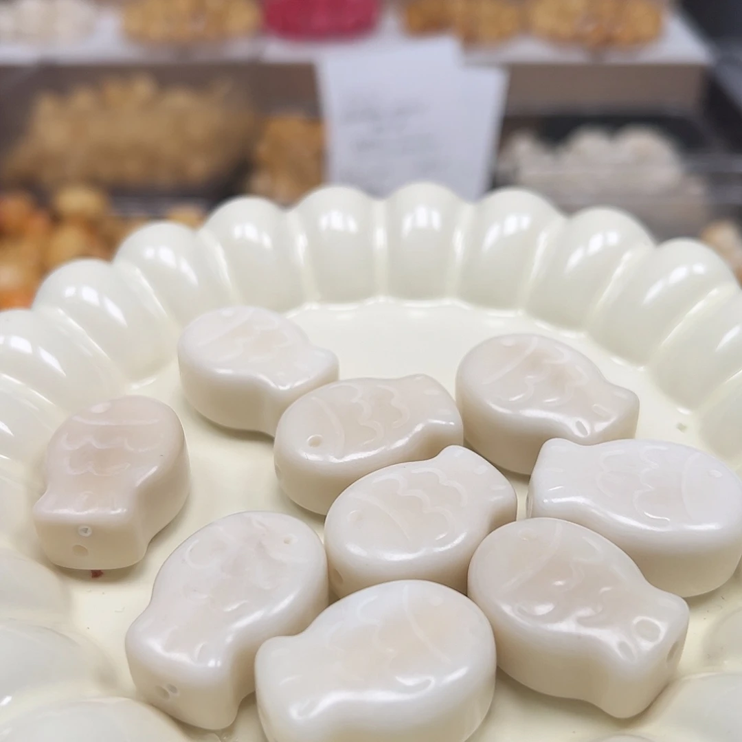 手串菩提根/象牙果微瑕白色鱼牌9颗有裂