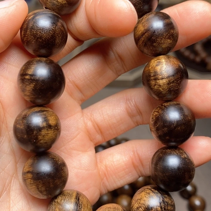 沉香手串越南芽庄瘤疤黄棋楠1.6单圈