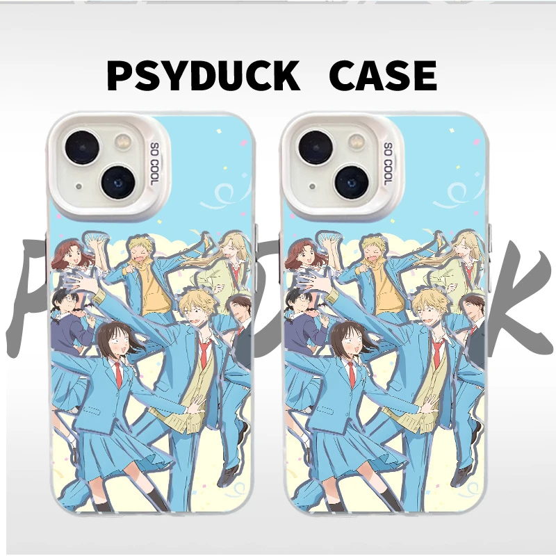 适用苹果华为一加小米跃动青春彩银白底卡通动漫防摔手机壳