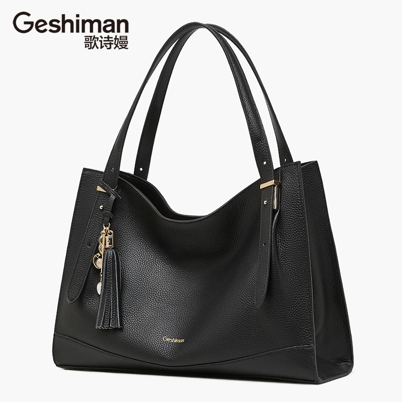 2025年新款高级感真皮大容量托特包女休闲牛皮肩包简约质感手提包