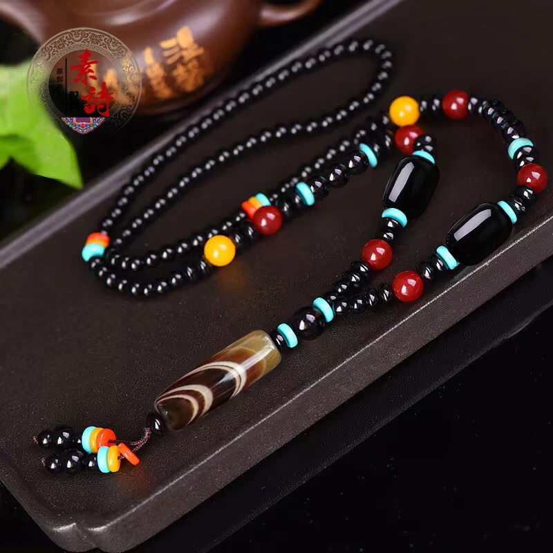 藏式缠丝玛瑙毛衣链长款复古夏季项链新款高级文玩民族风吊坠饰品