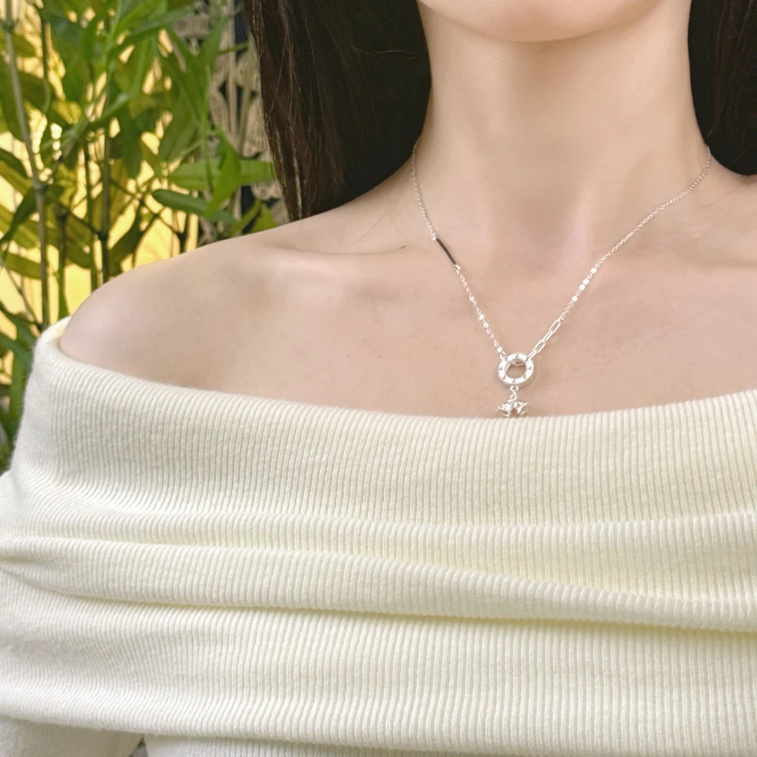 坠链均足银 精致铃兰幸运环套链