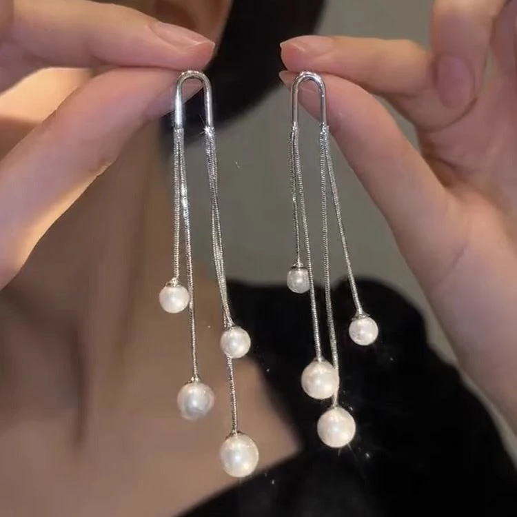 时尚简约长款流苏耳环年新款潮轻奢小众感显脸瘦耳饰