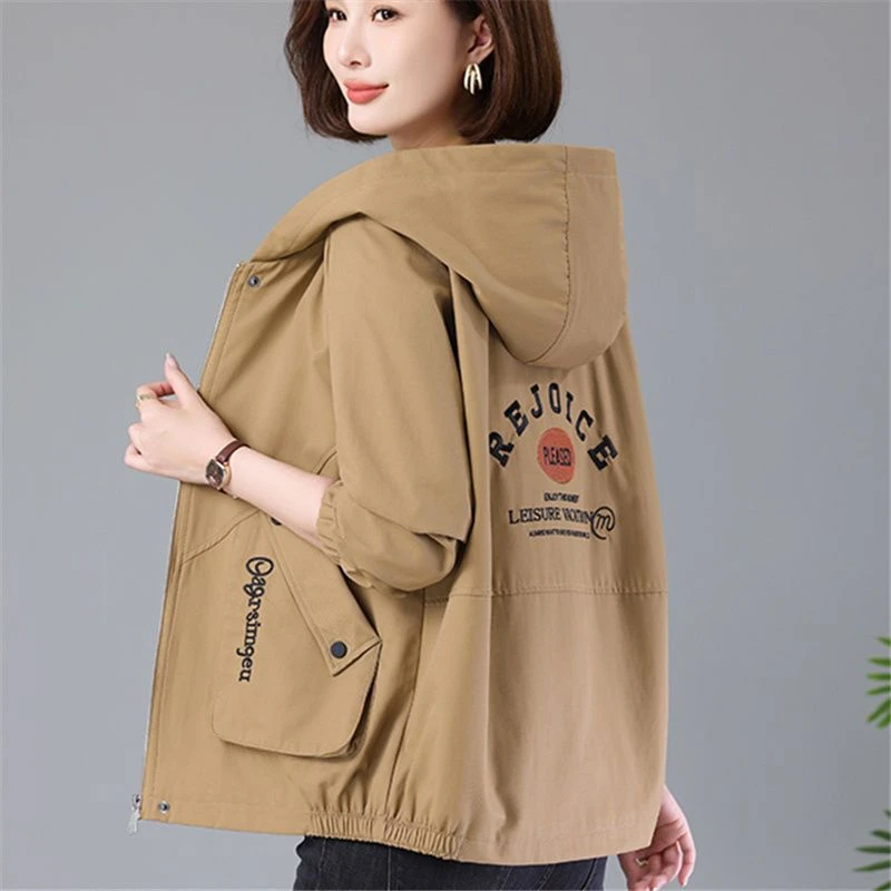 连帽短外套春秋新款2025宽松休闲显瘦夹克气质中年妈妈上衣女