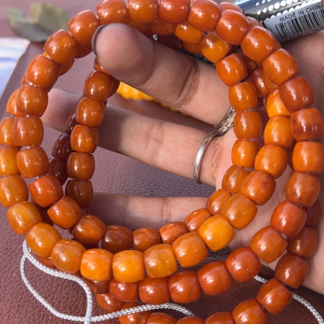 琥珀未镶嵌颈饰蜜蜡108念珠