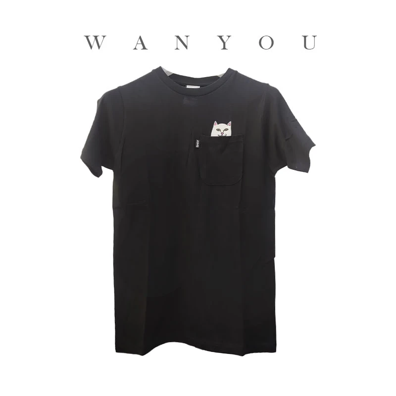 运动休闲宽松型美式T恤轻奢经典吸汗户外短袖黑色春夏-YP-606