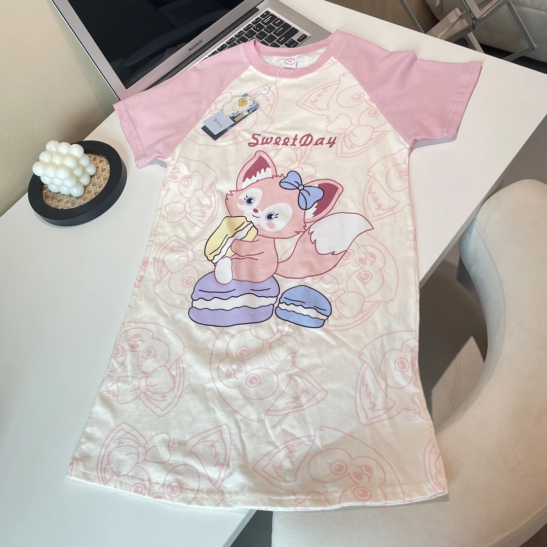 夏季女童纯棉睡裙儿童居家短袖卡通睡衣小女孩薄款透气家居服4016