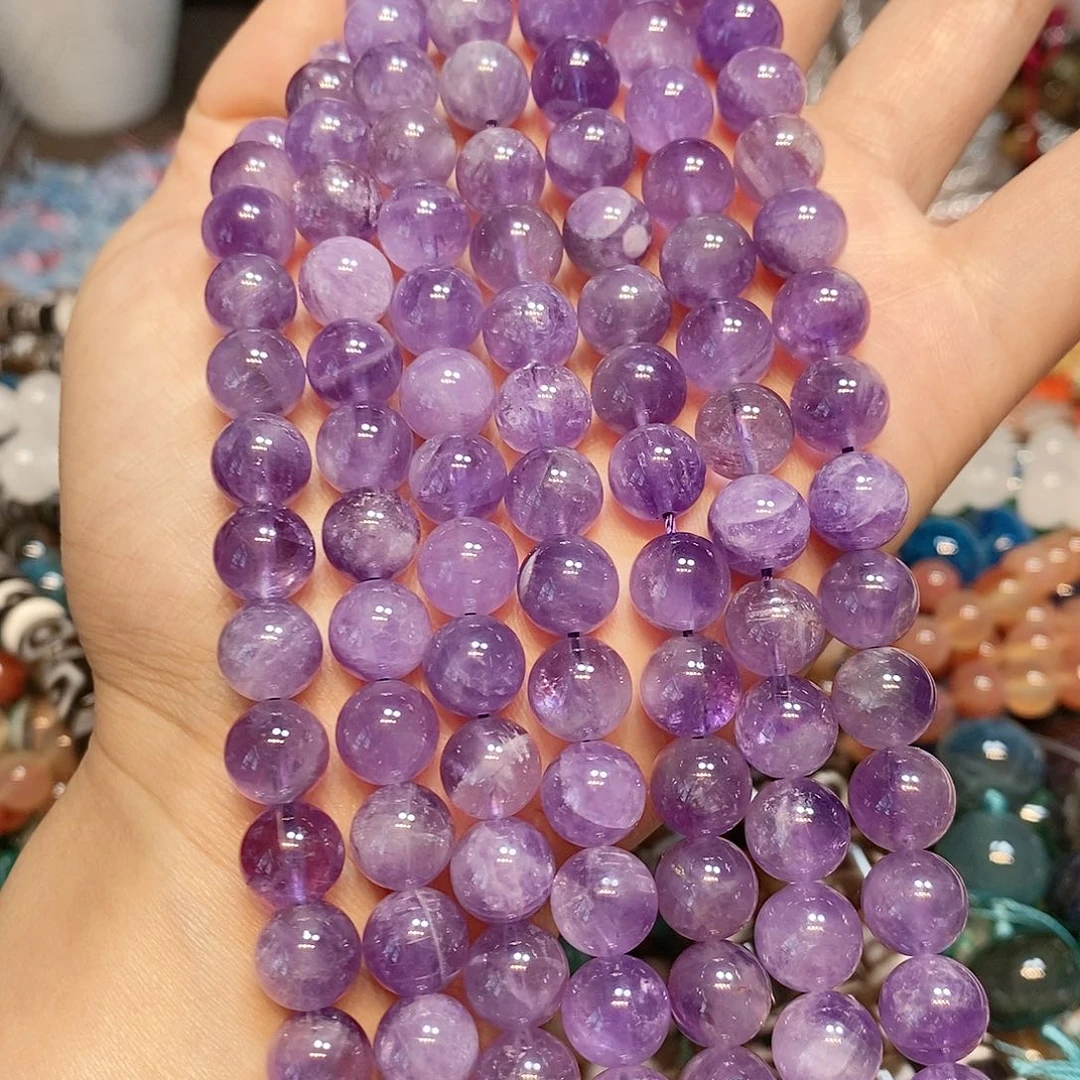 玛瑙/玉髓散珠天然紫水晶10mm一条