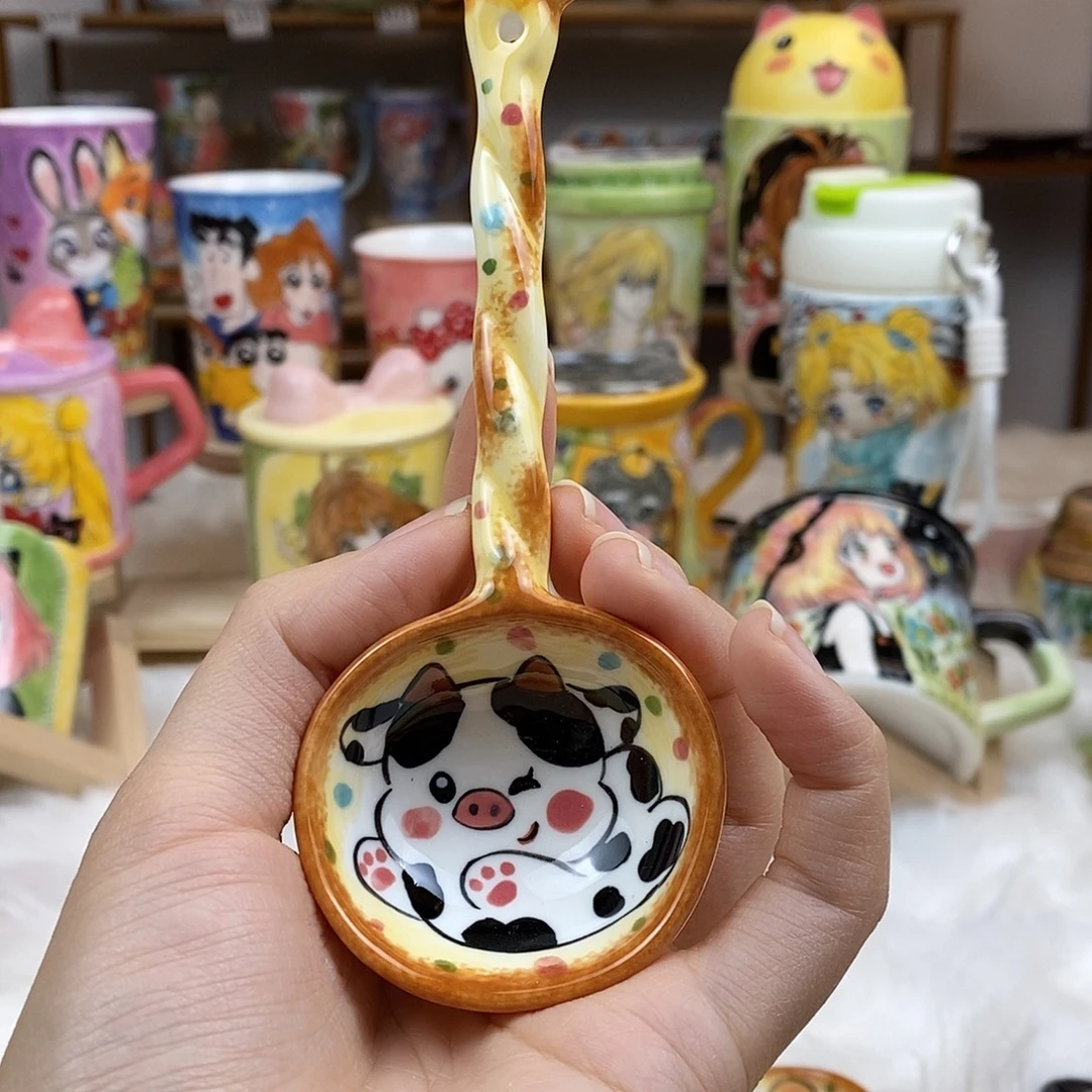 瓷片董董文创手绘陶瓷