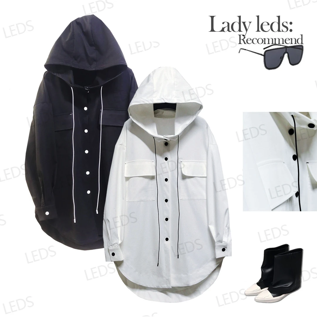 LEDS S722【诗意国风】早秋连帽抽绳纯色绘就中式浪漫风衣