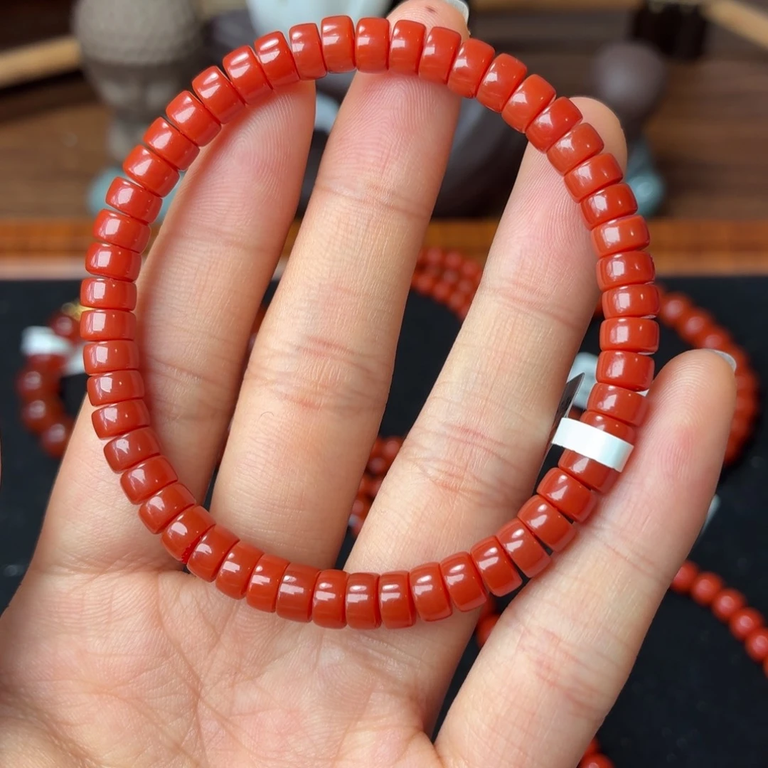 南红玛瑙未镶嵌手串保山原矿南红大水沟柿子锦卡6