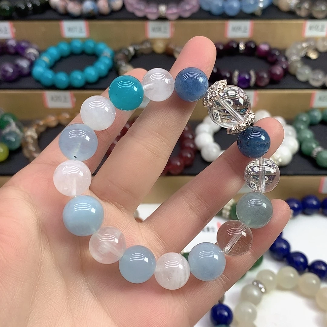 水晶未镶嵌手链白蓝