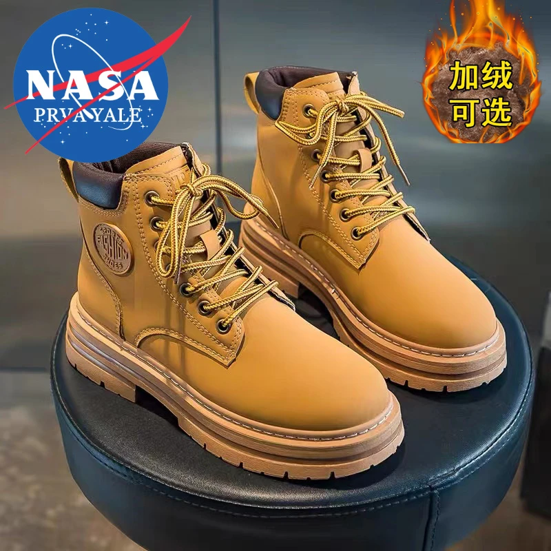 马丁靴男款冬季2025新款高帮工装靴英伦男士棉鞋加绒厚底防水皮鞋
