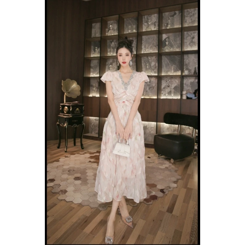 六爻定制 法式赫本风名媛显瘦优雅时尚连衣裙 45204