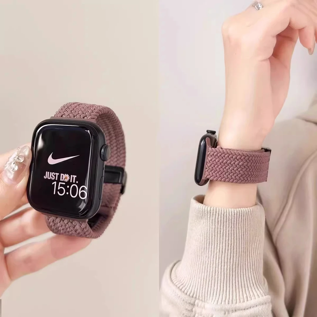 新款编织磁吸手表带适用苹果手表applewatch10表带iwatch9/8腕带7