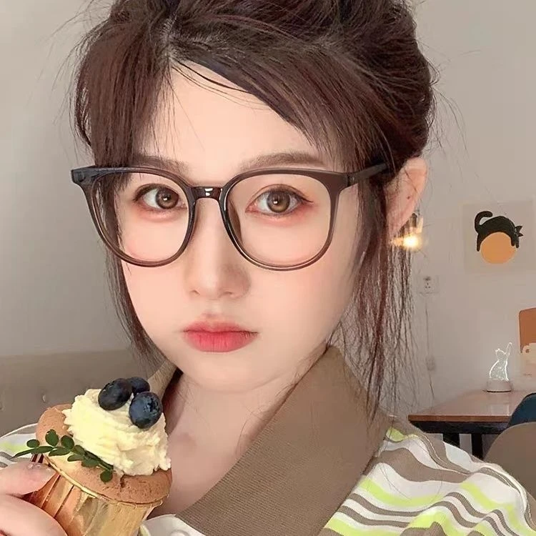 Aparently超轻百搭韩版轻防蓝光黑色眼镜茶色平光镜大框网红素颜