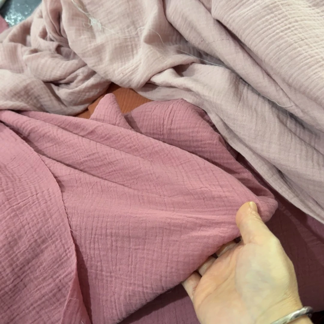 棉品牌纯棉双层纱1米价X1.45米宽板深粉