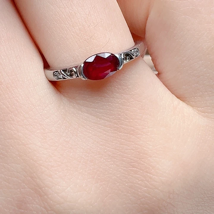 戒指银S925镶嵌红宝石