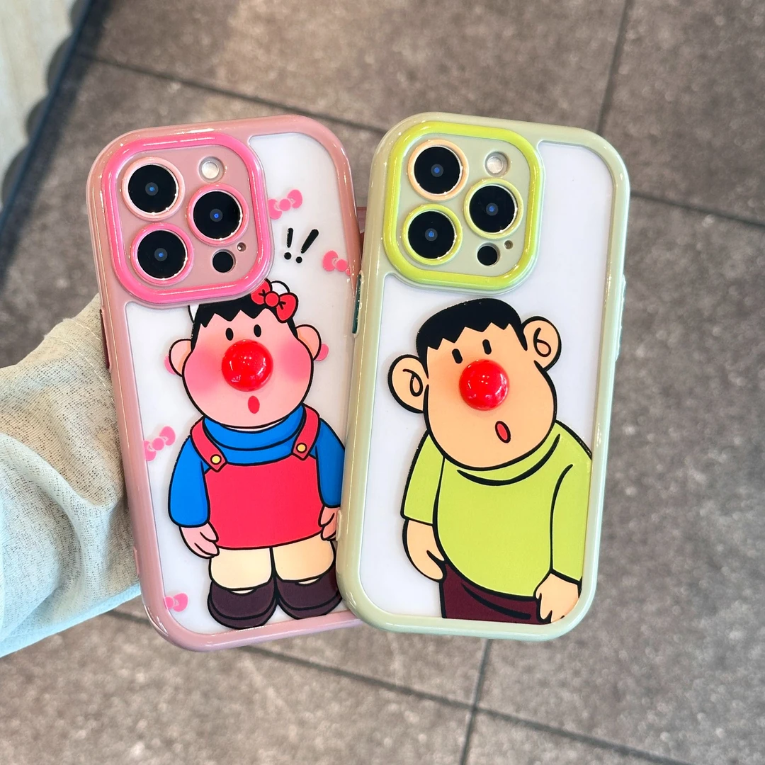 奥菲顿立体红鼻子胖虎适用iPhone16奶油手机壳华为vivo小米15oppo