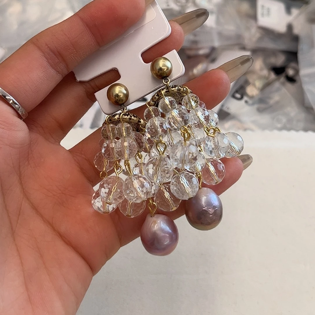 合金淡水珍珠耳饰