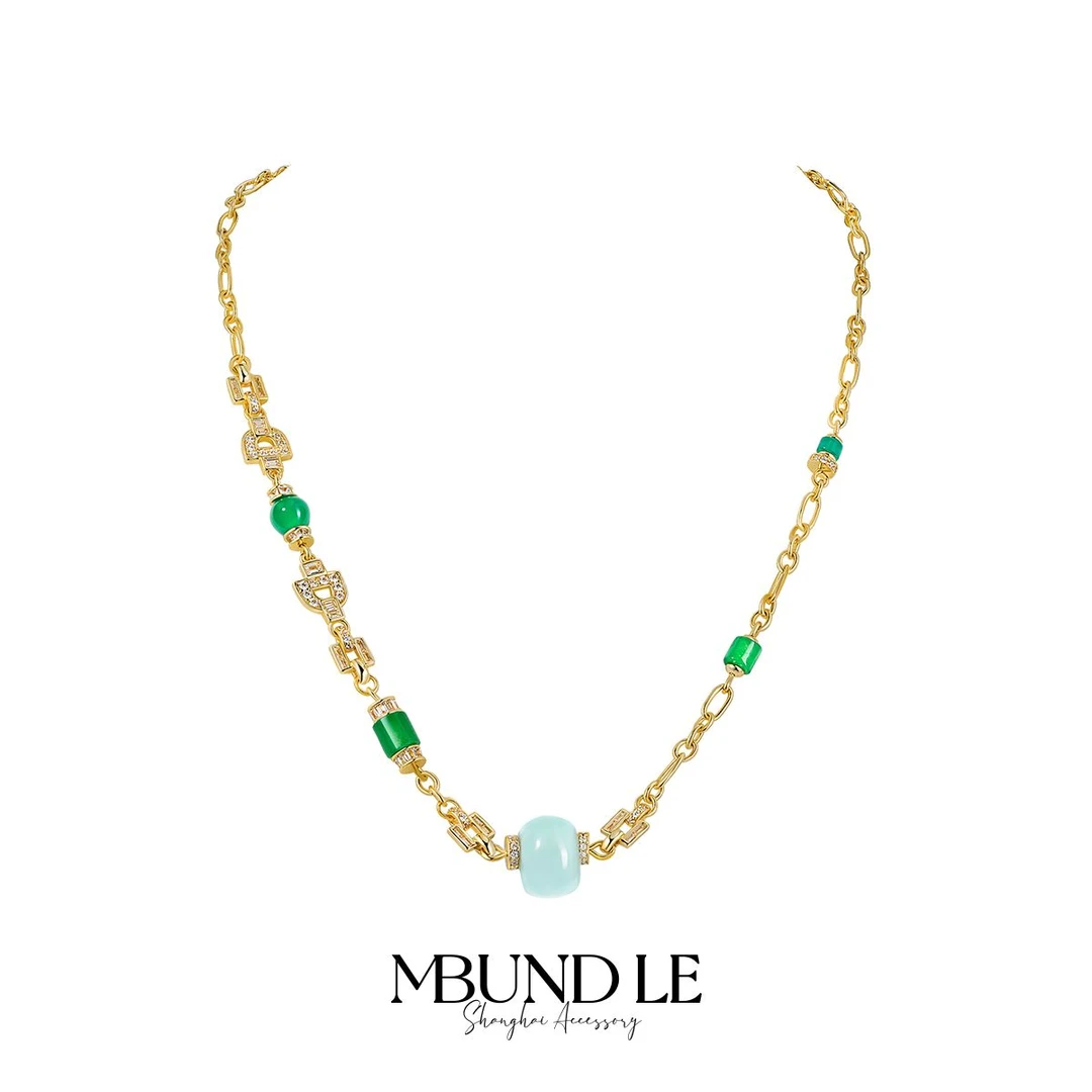 摩邦珠宝 铜合金合成锆石项链 屋顶花园项链