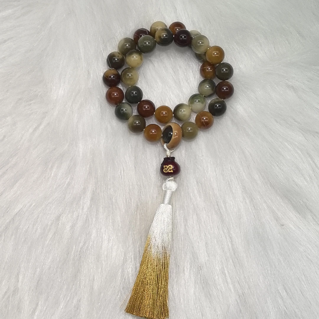 花皮松花蛋菩提根手持跑环设计款菩提14mm32颗念珠文玩