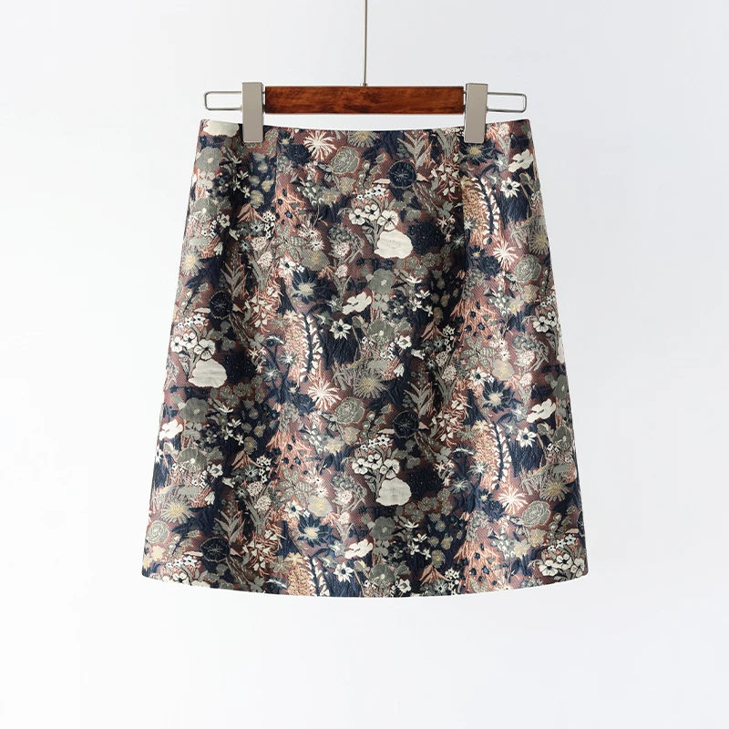 2025夏季新款复古提花半身裙高腰显瘦包臀裙a字裙小个子碎花短裙