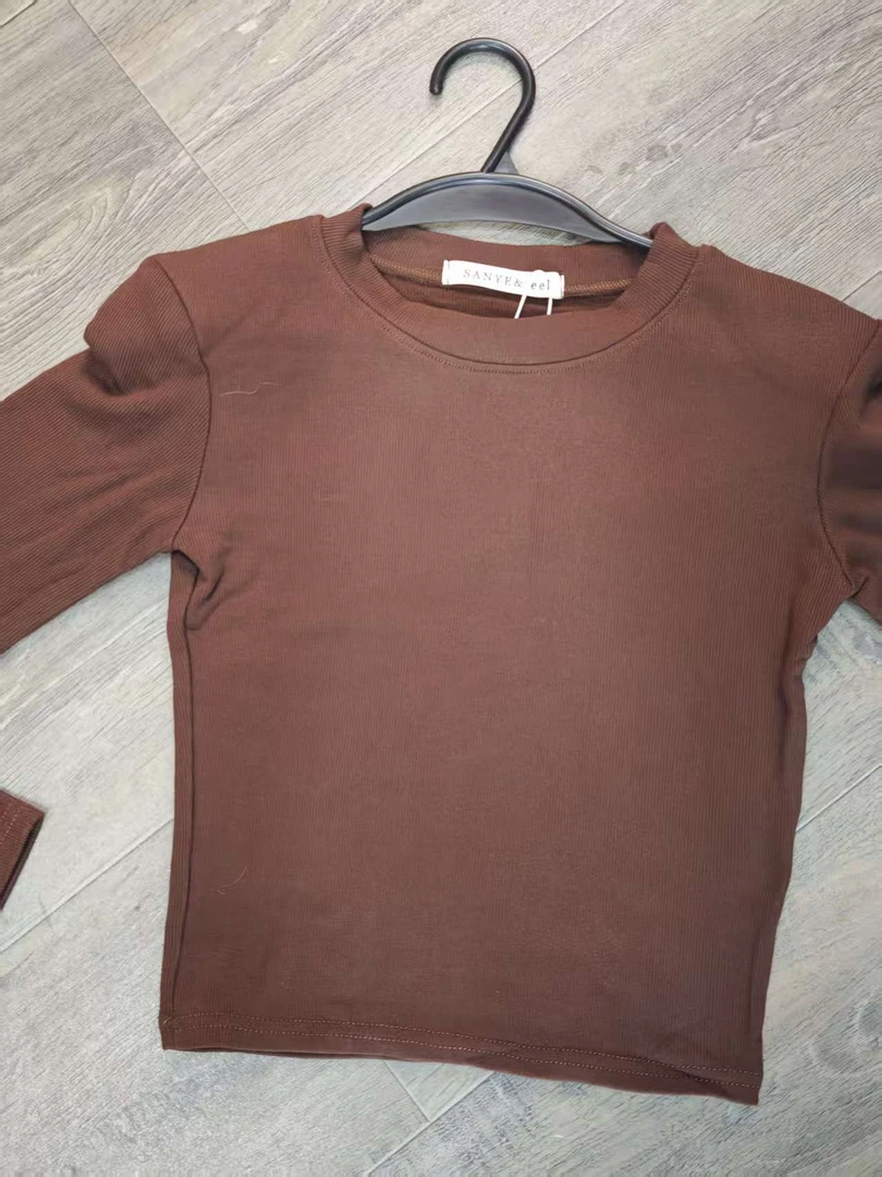 妍三也【纯色简约】82555秋冬新款加绒显瘦修身圆领长袖打底上衣YX