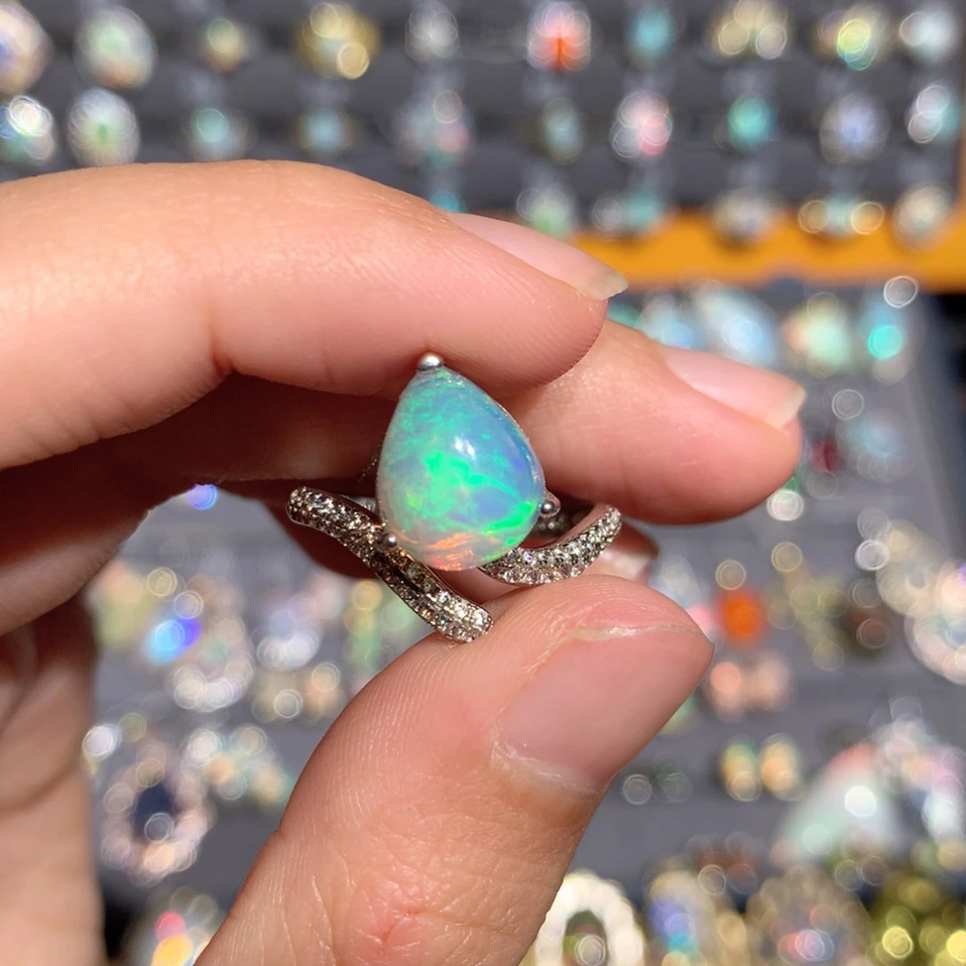 欧泊银S925镶嵌欧泊戒指y